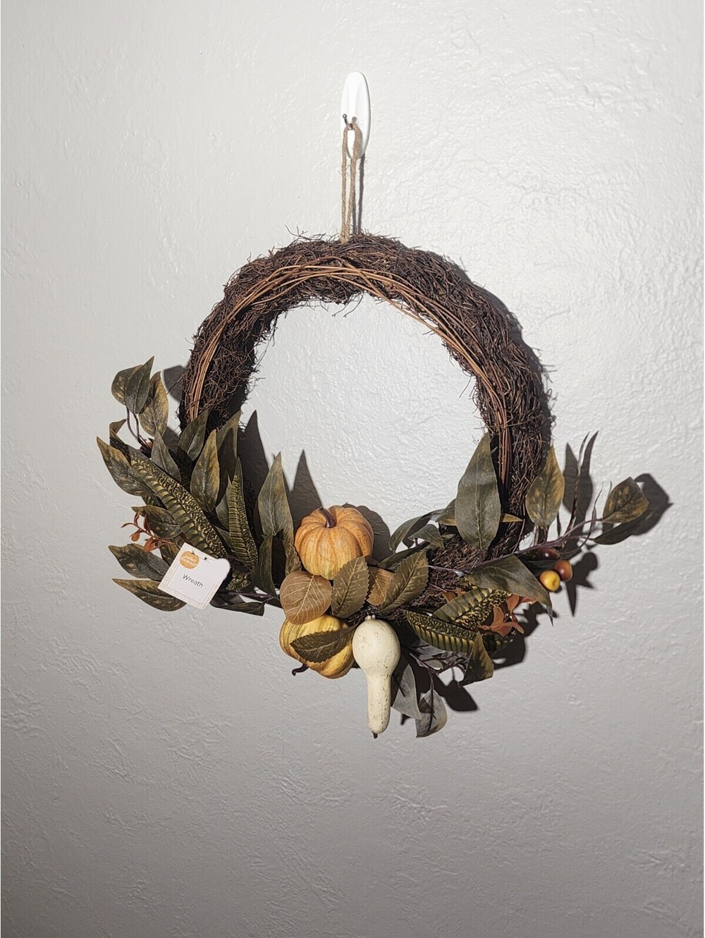 Holiday Wreath Fall Harvest Pumpkin Grapevine Greenery Thanksgiving 20"